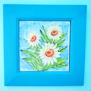 Framed sunflower tiles